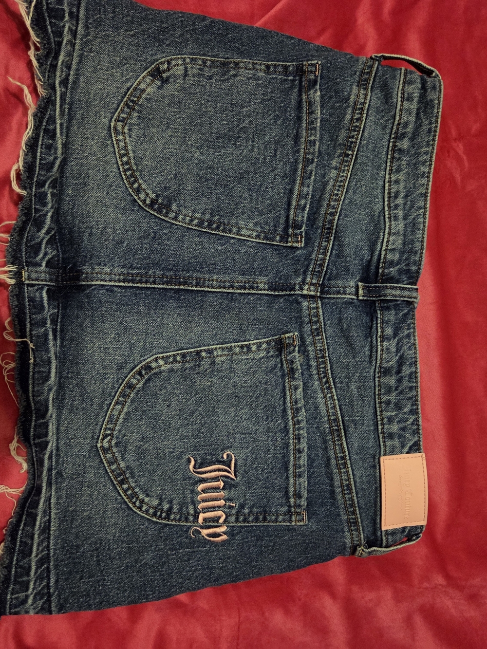 Juicy Couture Dark Blue Denim Mini Skirt with Pink Logo